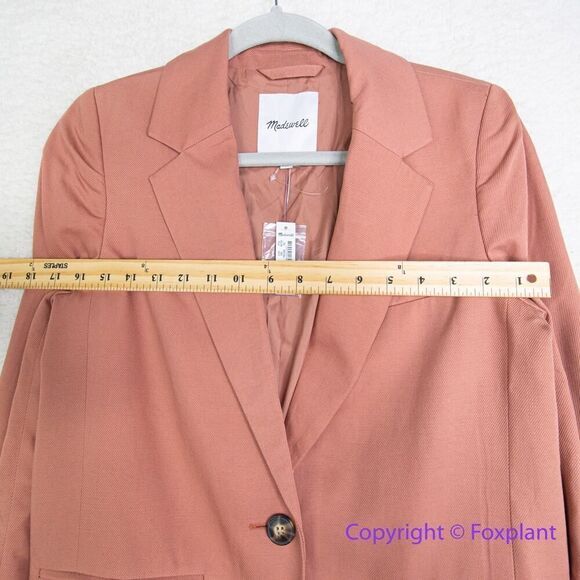 New! Madewell The Larsen Blazer in Drapeweave in rose, size S - Picture 9 of 16
